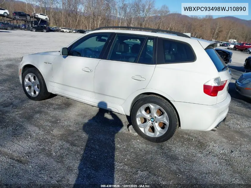 WBXPC93498WJ10890 2008 BMW X3 3.0Si