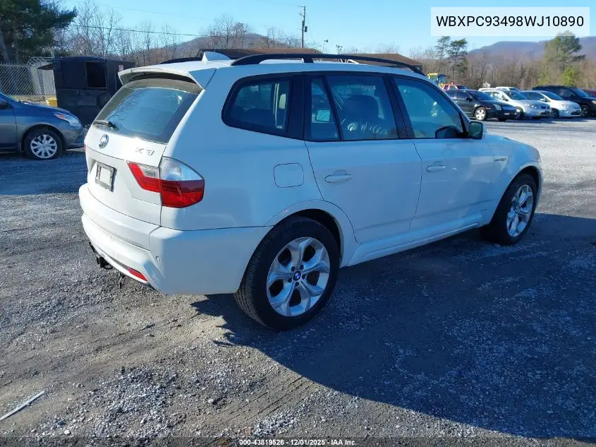 WBXPC93498WJ10890 2008 BMW X3 3.0Si