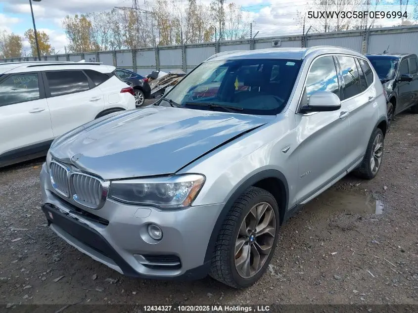 5UXWY3C58F0E96994 2015 BMW X3 xDrive28D
