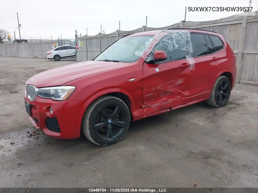 5UXWX7C35H0W39537 2017 BMW X3 xDrive35I