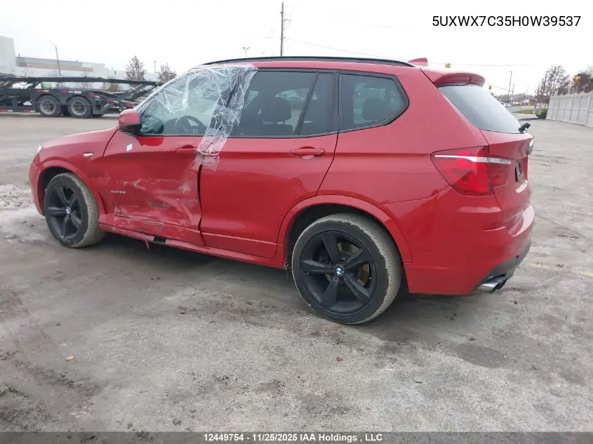 5UXWX7C35H0W39537 2017 BMW X3 xDrive35I