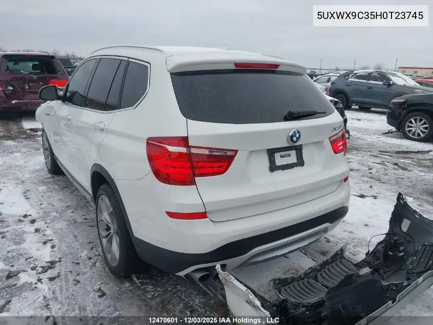 5UXWX9C35H0T23745 2017 BMW X3 2.8I