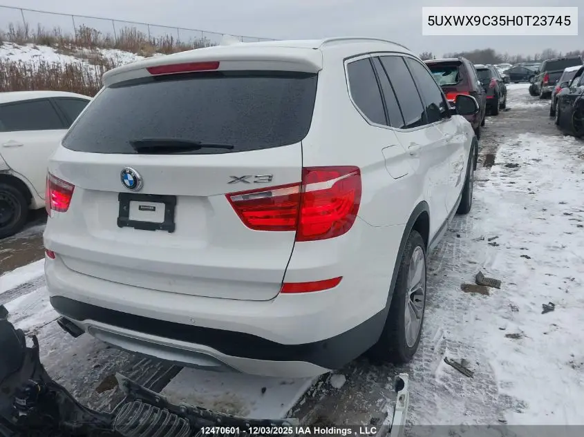 5UXWX9C35H0T23745 2017 BMW X3 2.8I