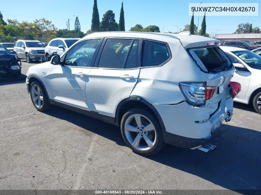 5UXWZ7C34H0X42670 2017 BMW X3 Sdrive28I