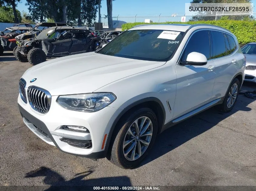 5UXTR7C52KLF28595 2019 BMW X3 Sdrive30I