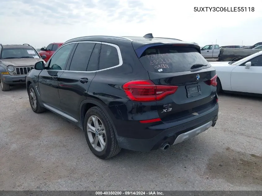 5UXTY3C06LLE55118 2020 BMW X3 Sdrive30I