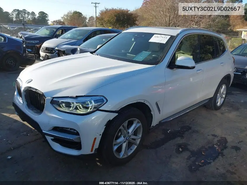5UXTY3C02L9D02667 2020 BMW X3 Sdrive30I
