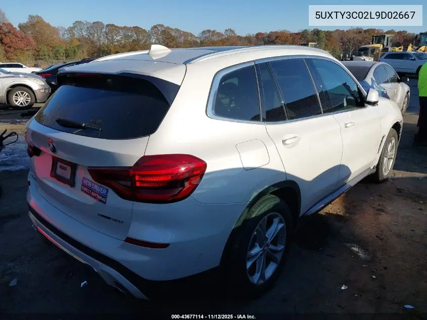 5UXTY3C02L9D02667 2020 BMW X3 Sdrive30I