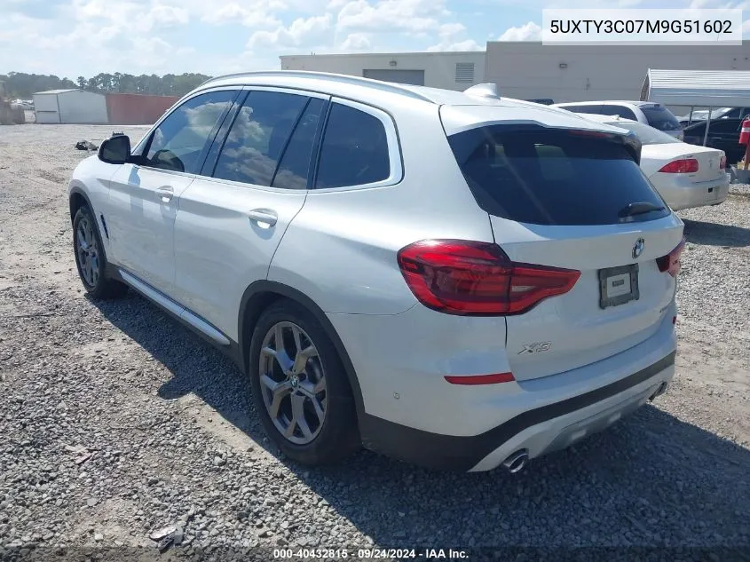 5UXTY3C07M9G51602 2021 BMW X3 Sdrive30I