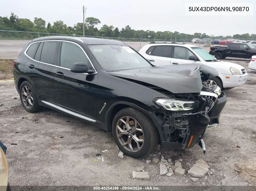 5UX43DP06N9L90870 2022 BMW X3 Sdrive30I