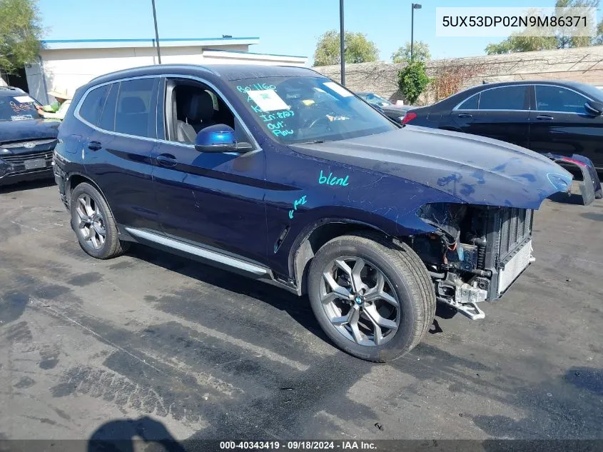 5UX53DP02N9M86371 2022 BMW X3 xDrive30I