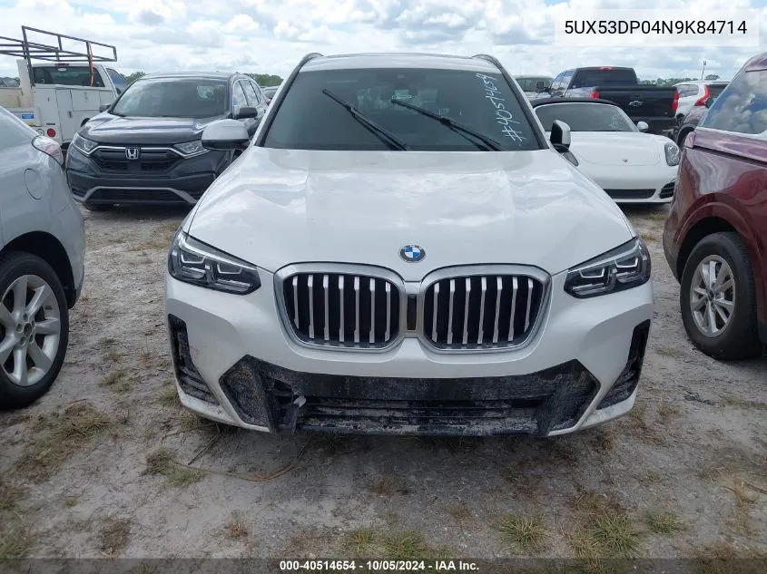 5UX53DP04N9K84714 2022 BMW X3 xDrive30I