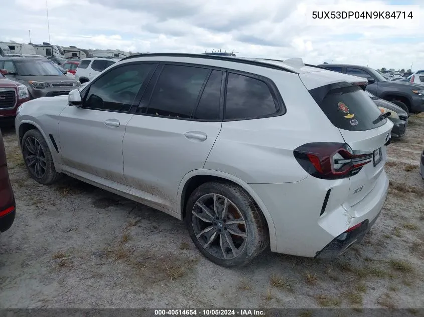 5UX53DP04N9K84714 2022 BMW X3 xDrive30I