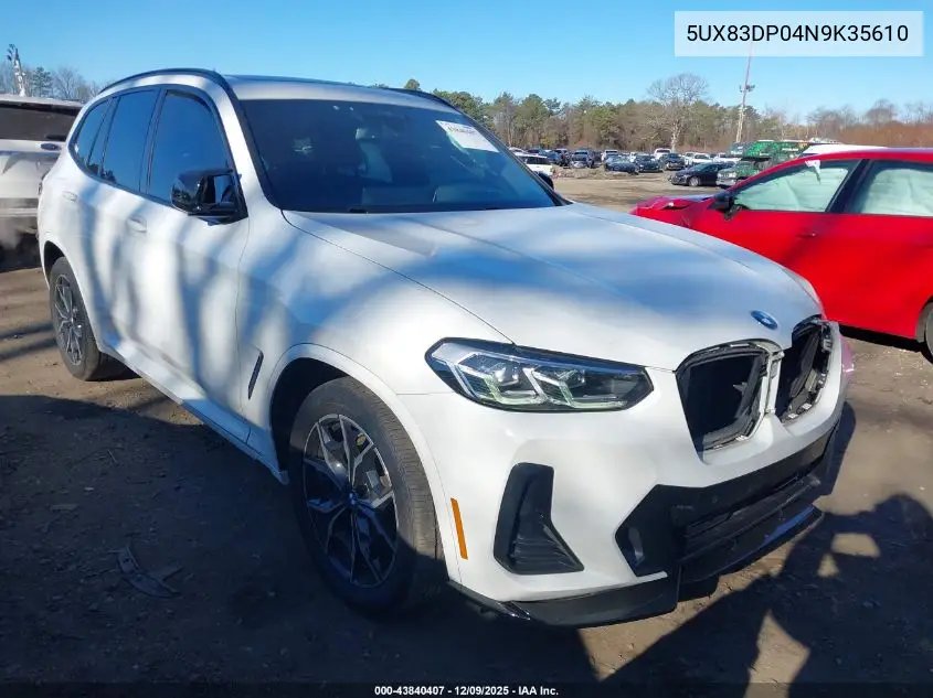 5UX83DP04N9K35610 2022 BMW X3 M40I