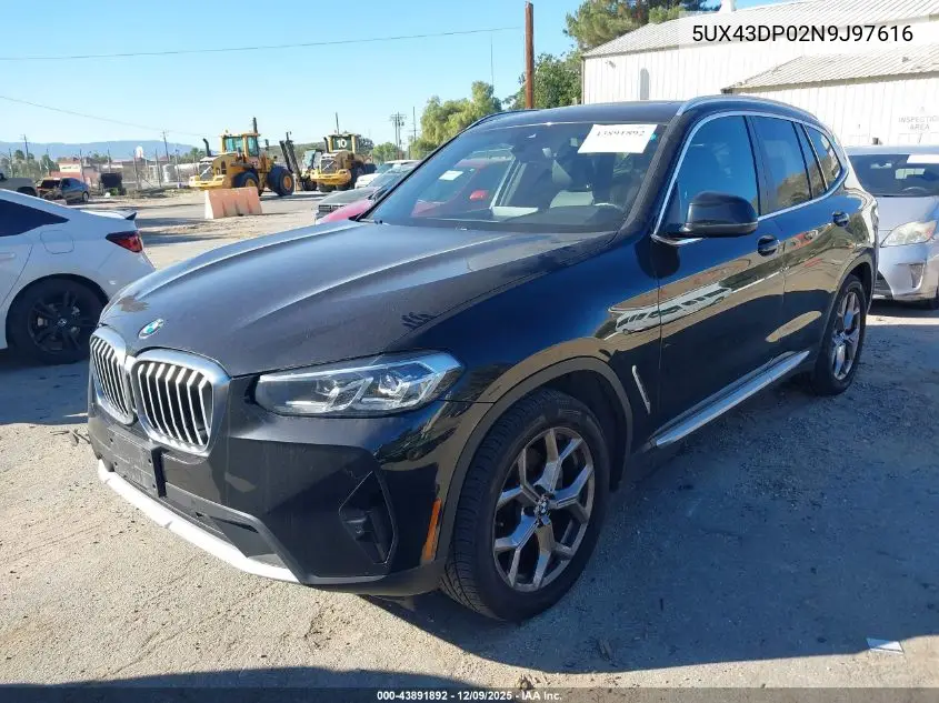 5UX43DP02N9J97616 2022 BMW X3 Sdrive30I
