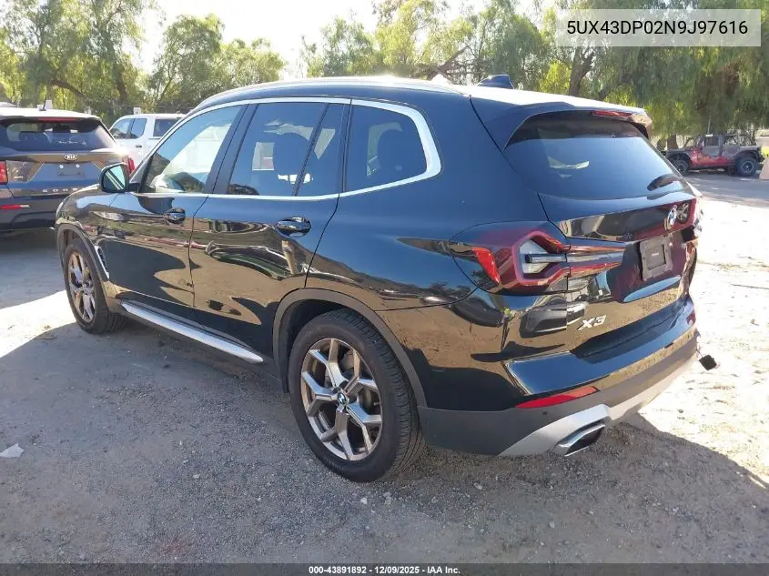 5UX43DP02N9J97616 2022 BMW X3 Sdrive30I