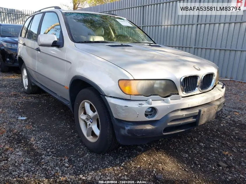 WBAFA53581LM83794 2001 BMW X5 3.0
