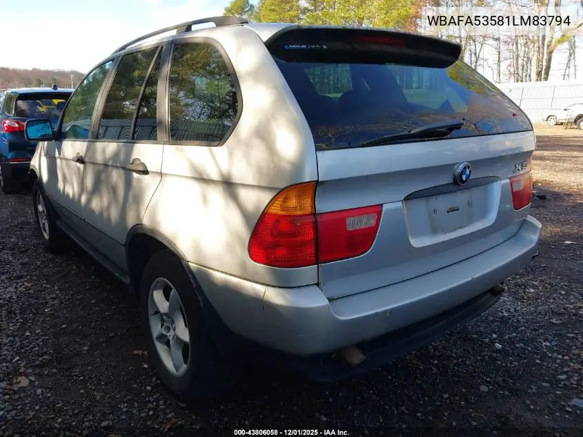 WBAFA53581LM83794 2001 BMW X5 3.0
