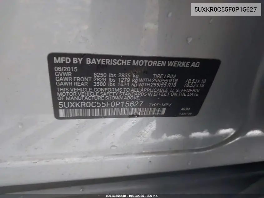 5UXKR0C55F0P15627 2015 BMW X5 xDrive35I