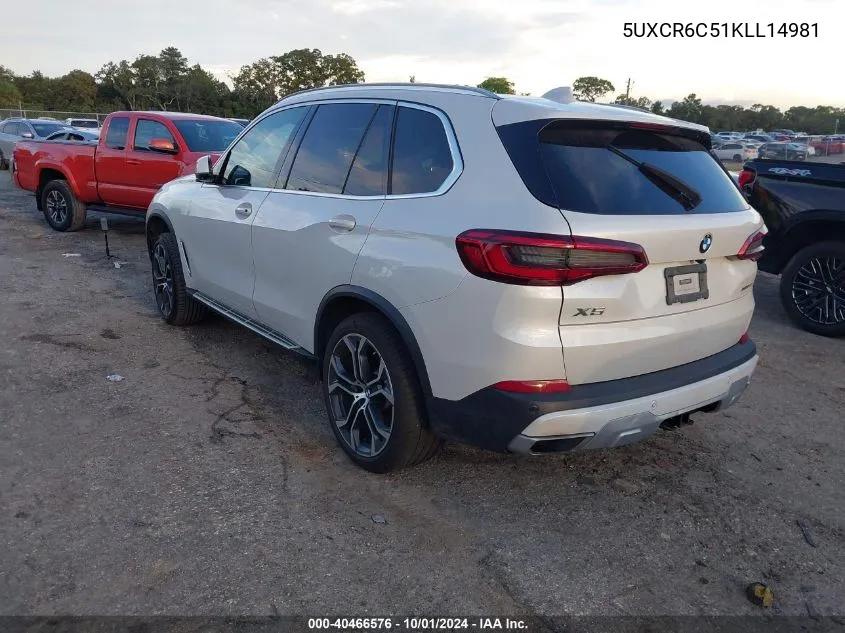 5UXCR6C51KLL14981 2019 BMW X5 xDrive40I