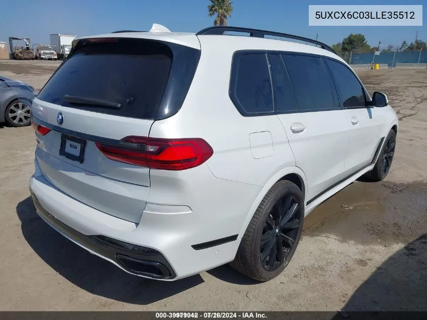 2020 BMW X7 M50I VIN: 5UXCX6C03LLE35512 Lot: 39979042