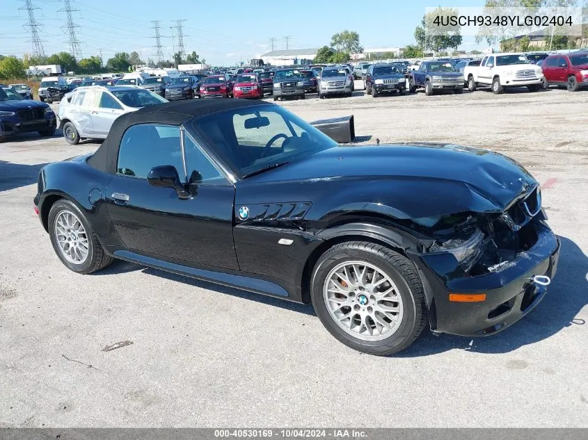 4USCH9348YLG02404 2000 BMW Z3 2.3