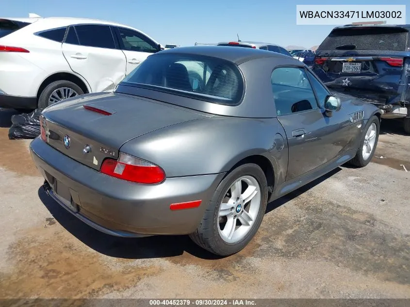 WBACN33471LM03002 2001 BMW Z3 2.5I