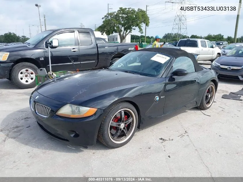 4USBT53433LU03138 2003 BMW Z4 3.0I