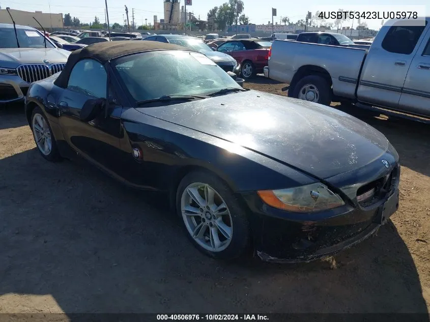 4USBT53423LU05978 2003 BMW Z4 3.0I