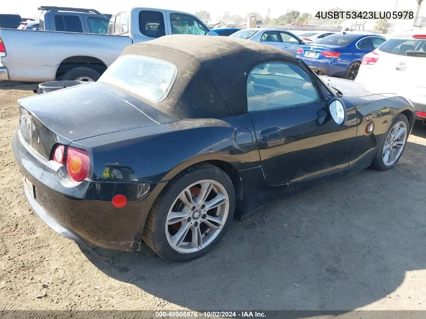 4USBT53423LU05978 2003 BMW Z4 3.0I