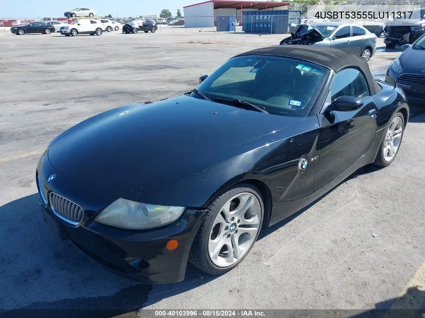 4USBT53555LU11317 2005 BMW Z4 3.0I