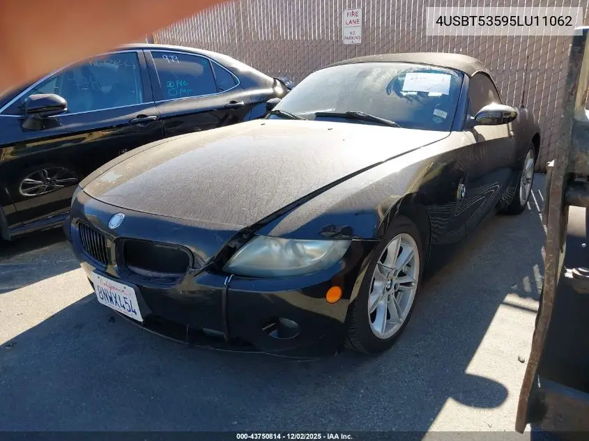 4USBT53595LU11062 2005 BMW Z4 3.0I