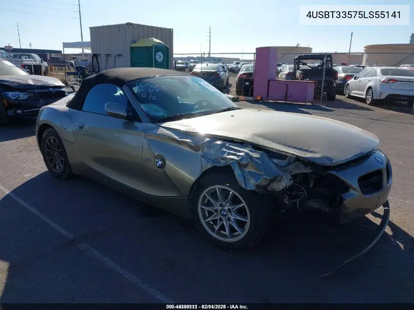 4USBT33575LS55141 2005 BMW Z4 2.5I