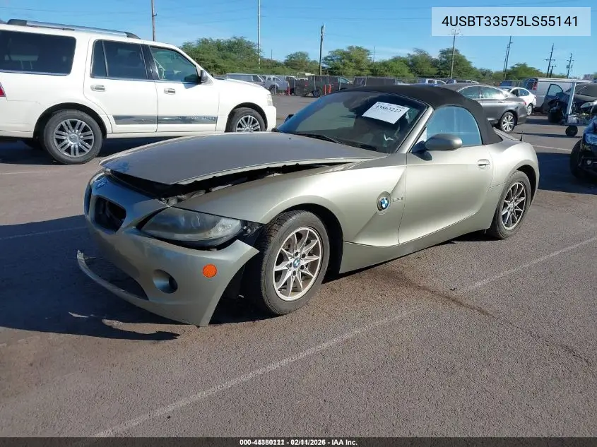 4USBT33575LS55141 2005 BMW Z4 2.5I