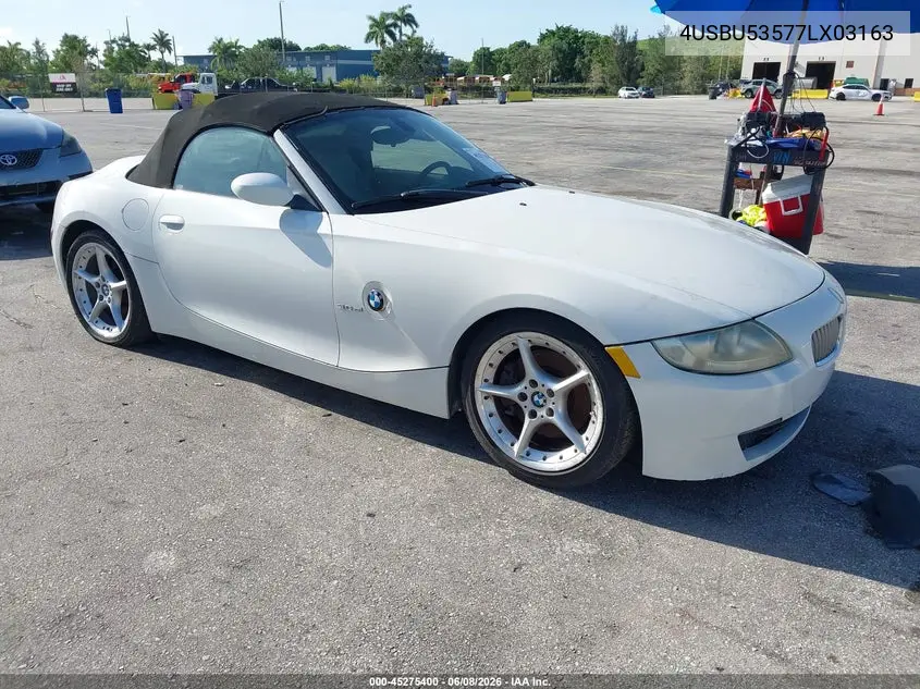 2007 BMW Z4 3.0Si VIN: 4USBU53577LX03163 Lot: 45275400