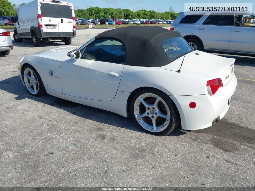 2007 BMW Z4 3.0Si VIN: 4USBU53577LX03163 Lot: 45275400