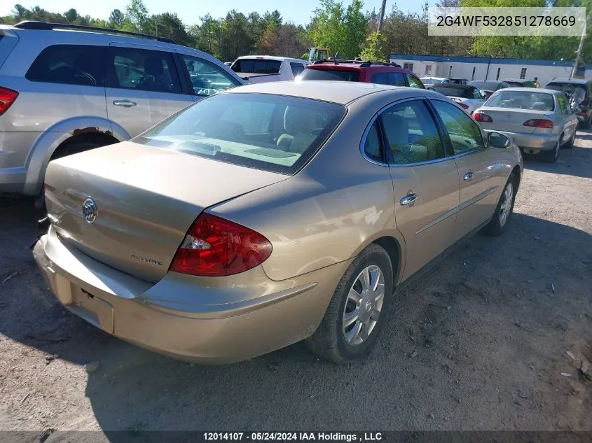 2005 Buick Allure VIN: 2G4WF532851278669 Lot: 12014107