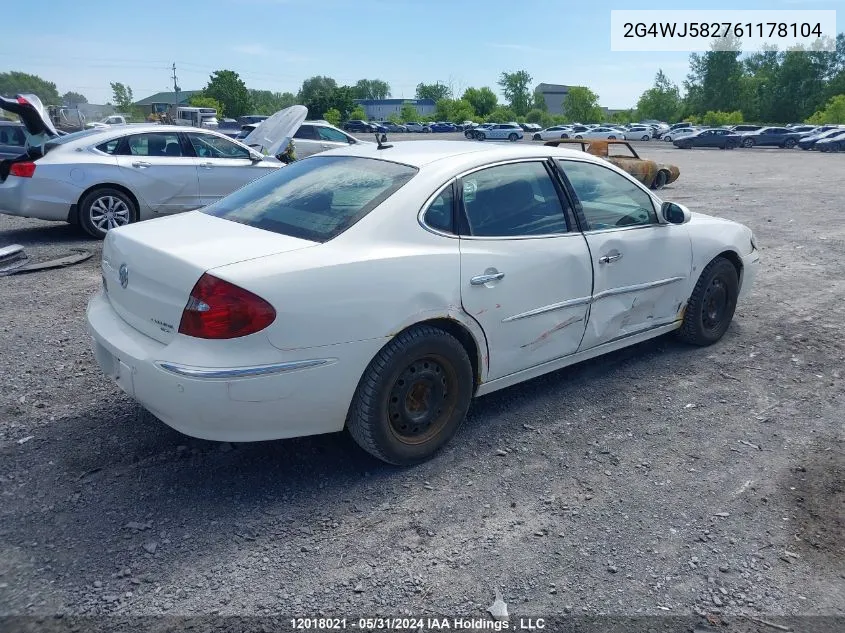 2006 Buick Allure Cxl VIN: 2G4WJ582761178104 Lot: 12018021