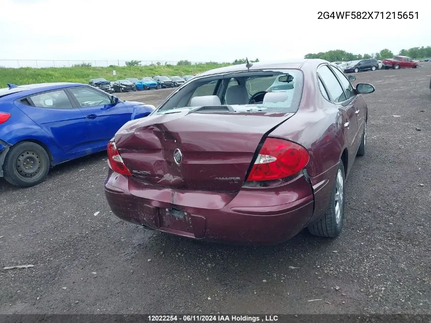 2007 Buick Allure VIN: 2G4WF582X71215651 Lot: 12022254