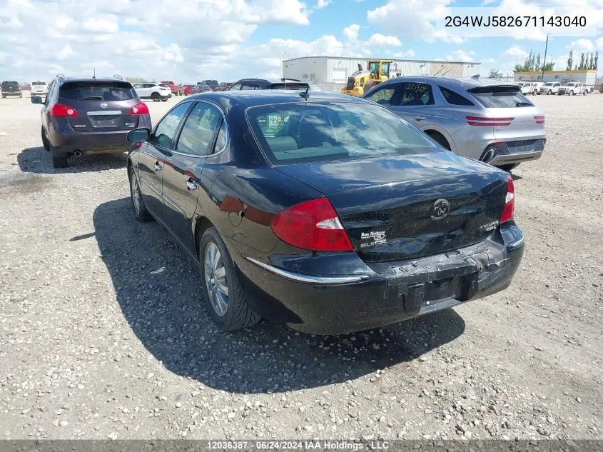 2007 Buick Allure VIN: 2G4WJ582671143040 Lot: 12036387