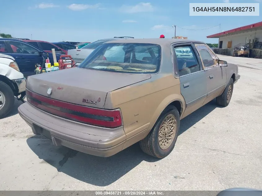 1992 Buick Century Custom VIN: 1G4AH54N8N6482751 Lot: 39458721