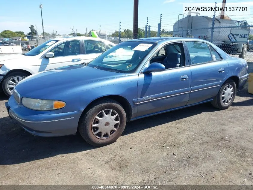 1998 Buick Century Custom Cmi VIN: 2G4WS52M3W1537701 Lot: 40344078