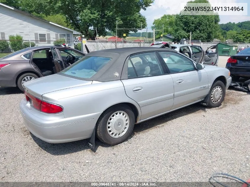 2000 Buick Century Custom VIN: 2G4WS52J4Y1314964 Lot: 39645741