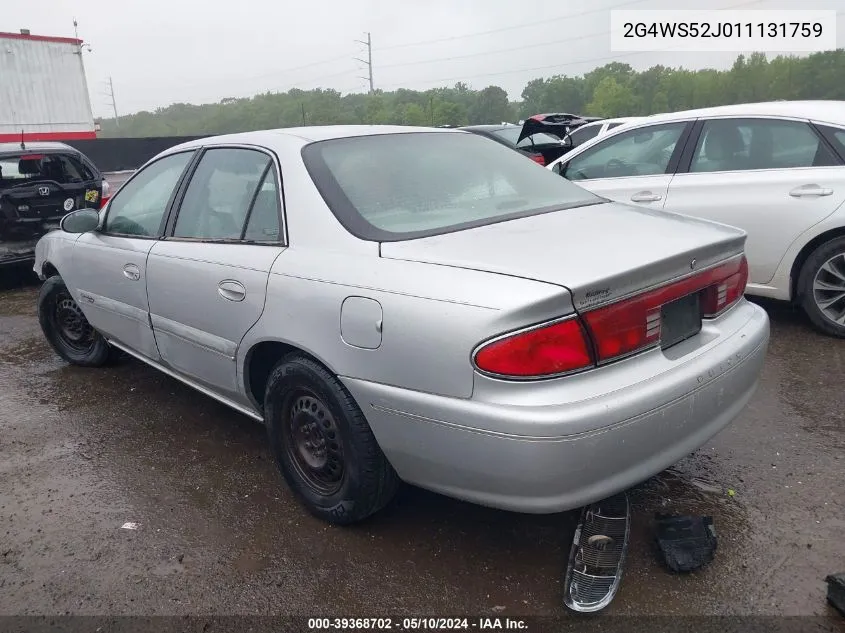 2001 Buick Century Custom VIN: 2G4WS52J011131759 Lot: 39368702