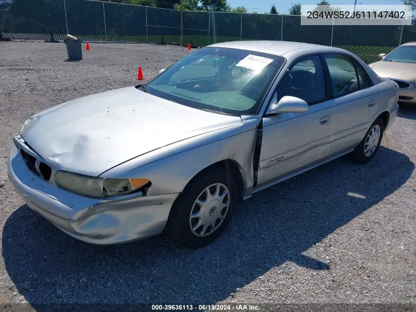 2001 Buick Century Custom VIN: 2G4WS52J611147402 Lot: 39636113