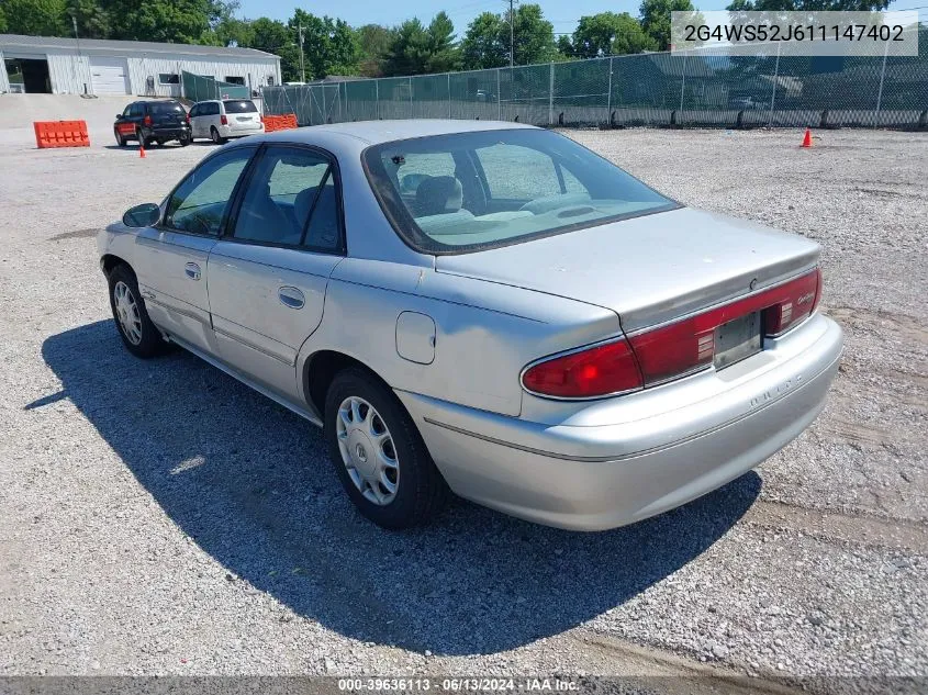 2001 Buick Century Custom VIN: 2G4WS52J611147402 Lot: 39636113