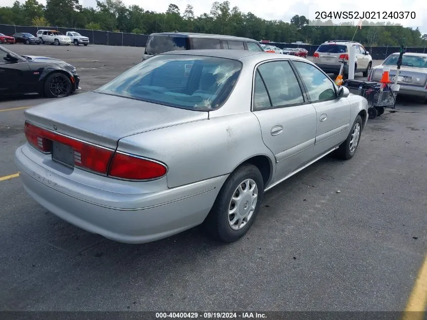 2002 Buick Century Custom VIN: 2G4WS52J021240370 Lot: 40400429