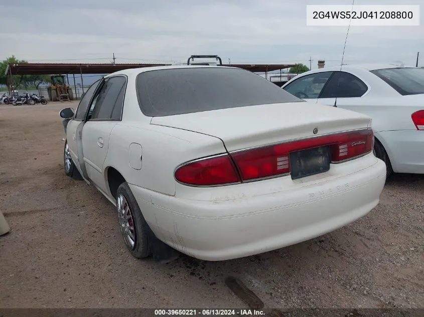 2004 Buick Century VIN: 2G4WS52J041208800 Lot: 39650221