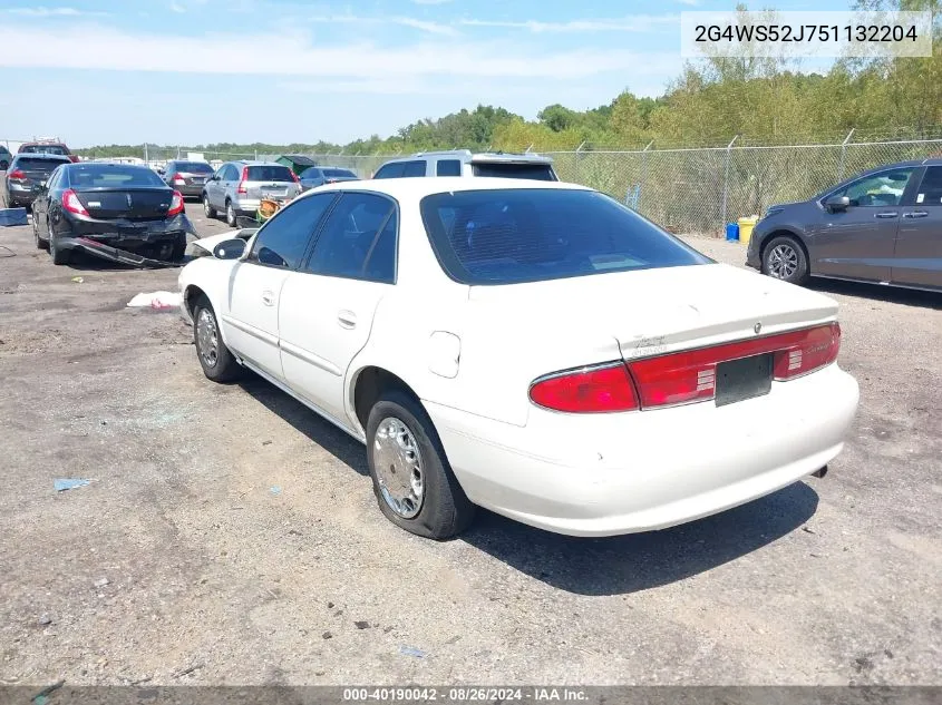 2005 Buick Century VIN: 2G4WS52J751132204 Lot: 40190042