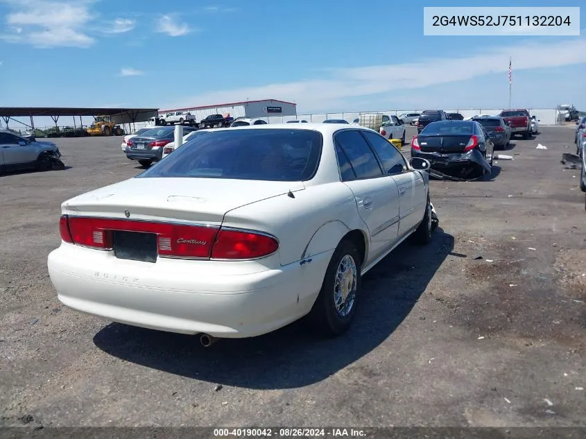 2005 Buick Century VIN: 2G4WS52J751132204 Lot: 40190042